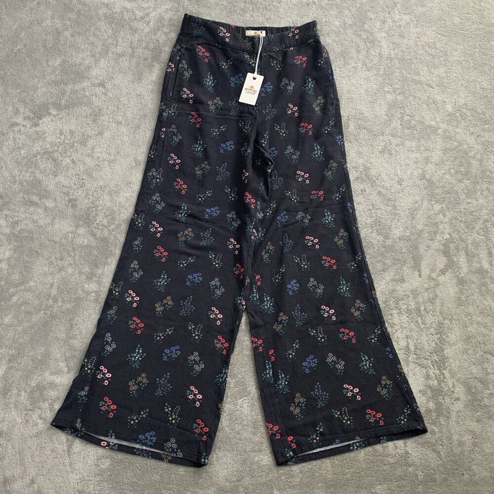 Marine Layer Kiley Pants Womens XS Black India Floral Print Casual Wide Leg Boho - Picture 4 of 14